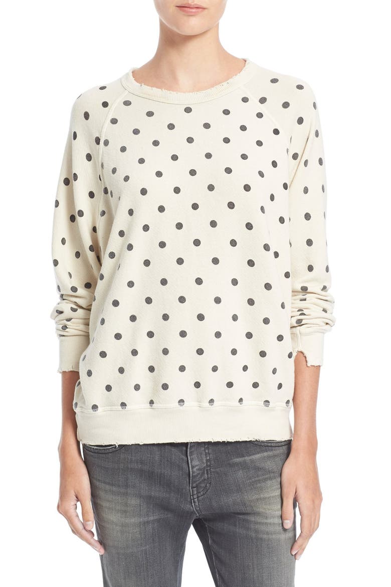 'The Polka Dot' Cotton Sweatshirt, Main, color, VANILLA/ BLACK POLKA DOTS