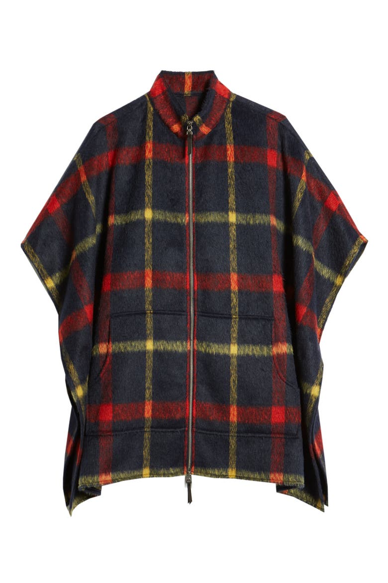 Blanket Plaid Cape, Alternate, color, NAVY COMBO