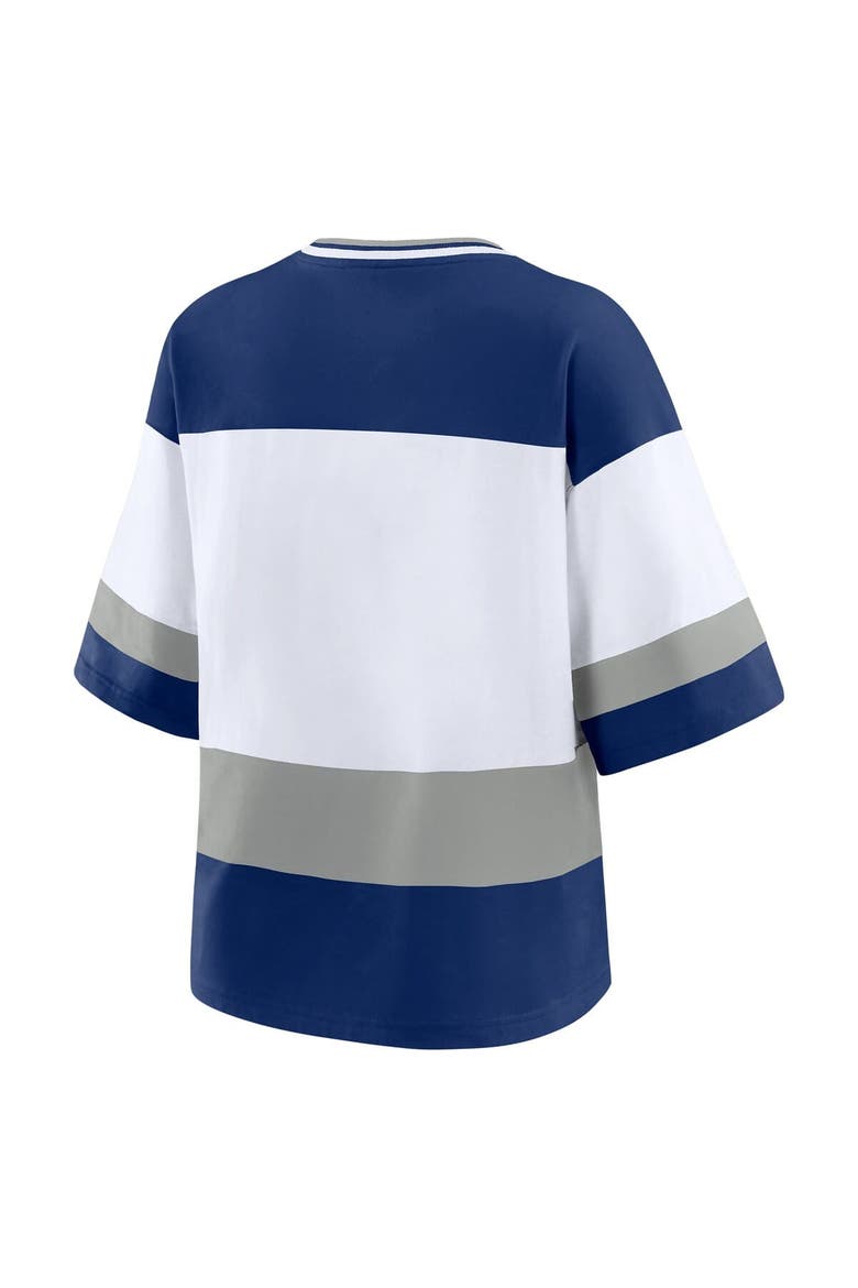 Women's WEAR by Erin Andrews Blue/White Tampa Bay Lightning Jersey Style Tee, Alternate, color, Blue