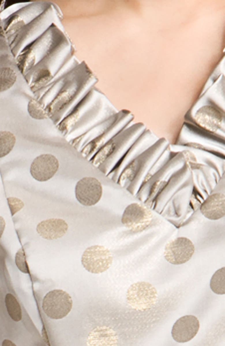 Eliza J Belted Ruffle Satin Sheath Dress, Alternate, color, 