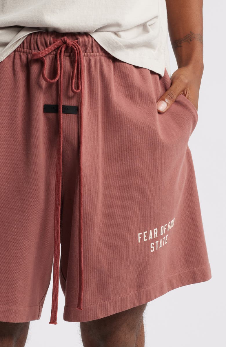 Fear of God Essentials Gender Inclusive Heavy Cotton Fleece Soccer Shorts, Alternate, color, 