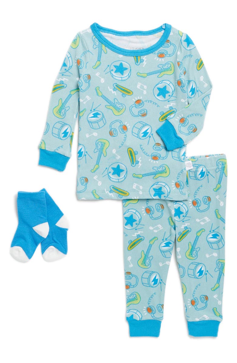 SLEEP ON IT Fitted Two-Piece Pajamas & Socks Set, Main, color,