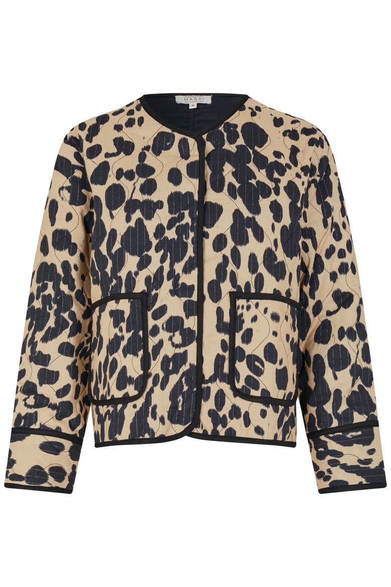 Javira Long Sleeve Animal Print Jacket, Alternate, color, Oxford Tan