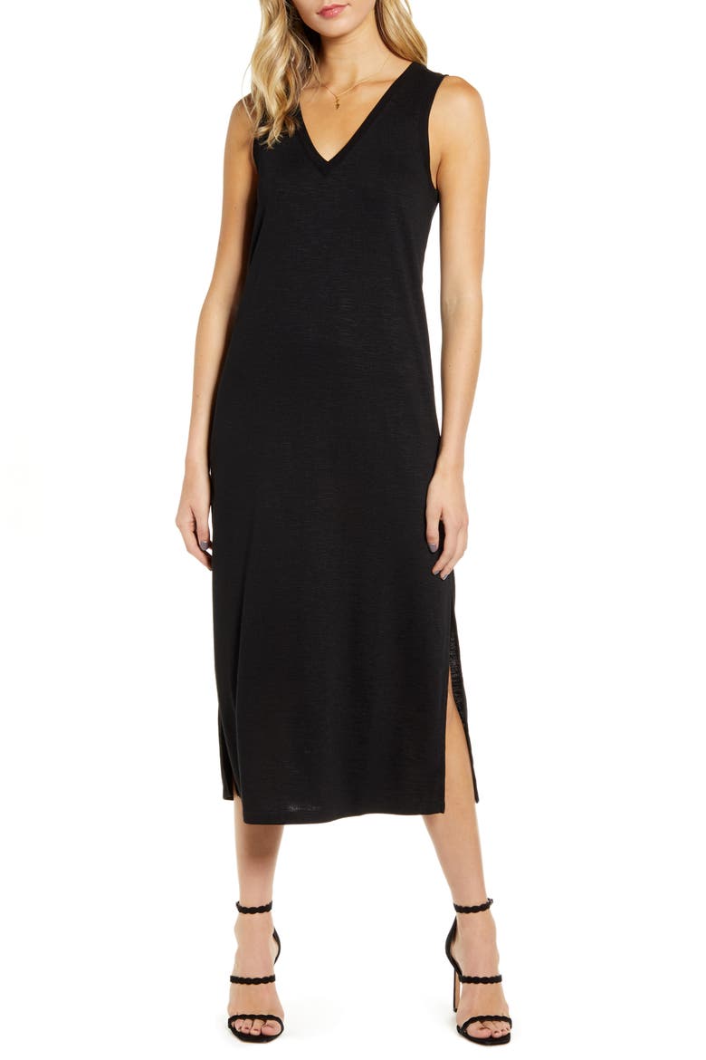 Sage Midi Tank Dress, Main, color, BLACK