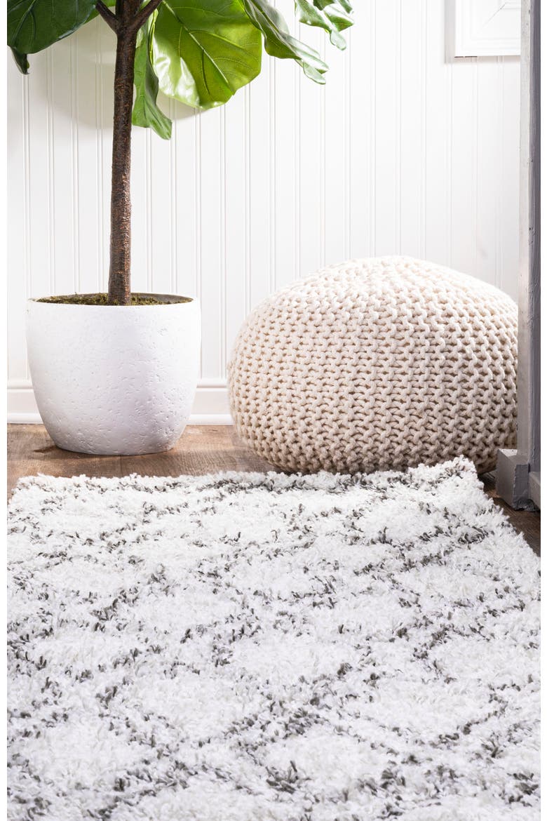 Soller Diamond Trellis Shag Area Rug, Alternate, color, Beige/Dark Gray