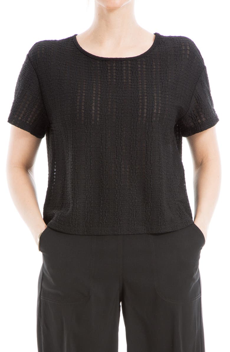 MAX STUDIO Textured Knit T-Shirt, Alternate, color, Black