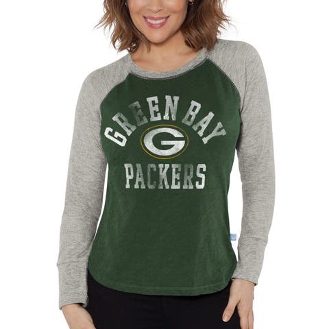 Women
s G-III 4Her by Carl Banks Green/Heather Gray Green Bay Packers Waffle Knit Raglan Long Sleeve T-Shirt