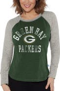 G-III 4HER BY CARL BANKS Women's G-III 4Her by Carl Banks Green/Heather Gray Green Bay Packers Waffle Knit Raglan Long Sleeve T-Shirt