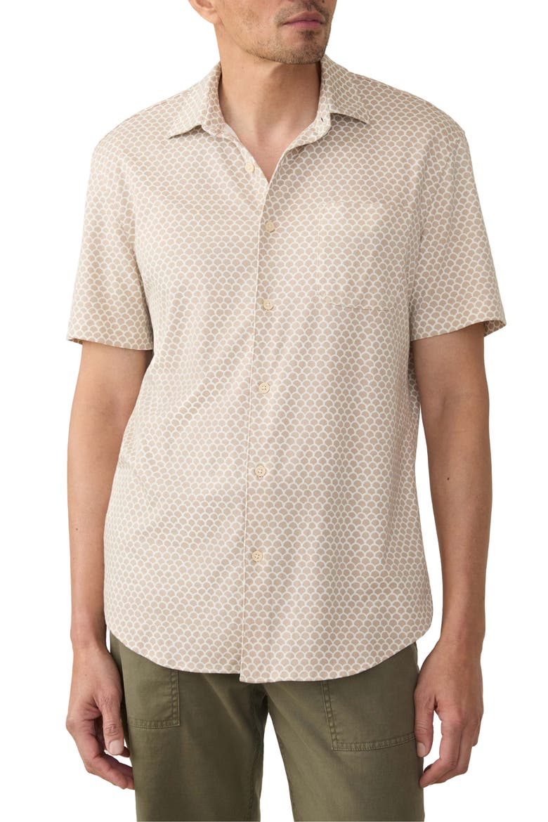 Hermosa Short Sleeve Button-Up Shirt, Main, color, ISLAND SAND FISHSCALE