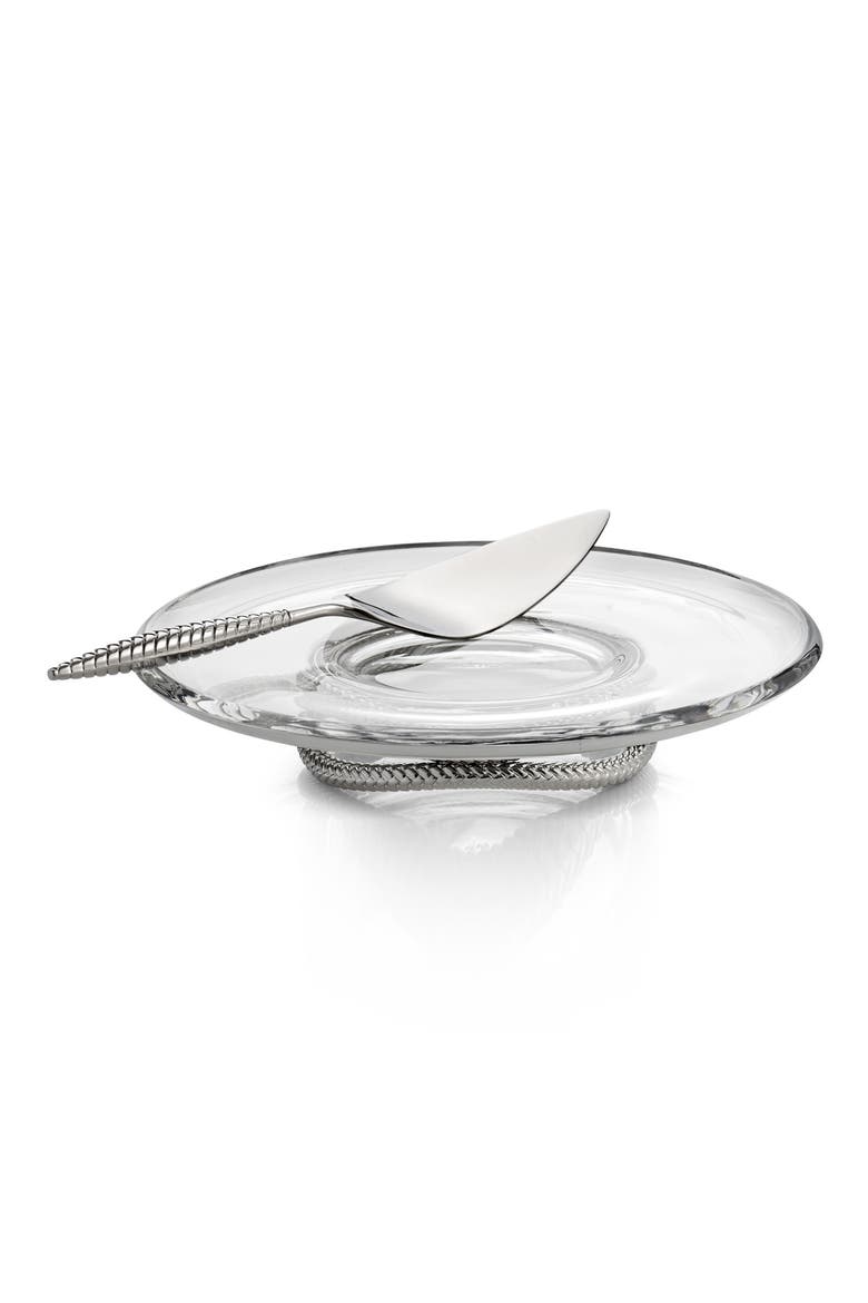 Braid Pedestal Cake Plate & Server, Alternate, color, SILVER
