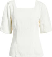 Nordstrom Texture Square Neck Top