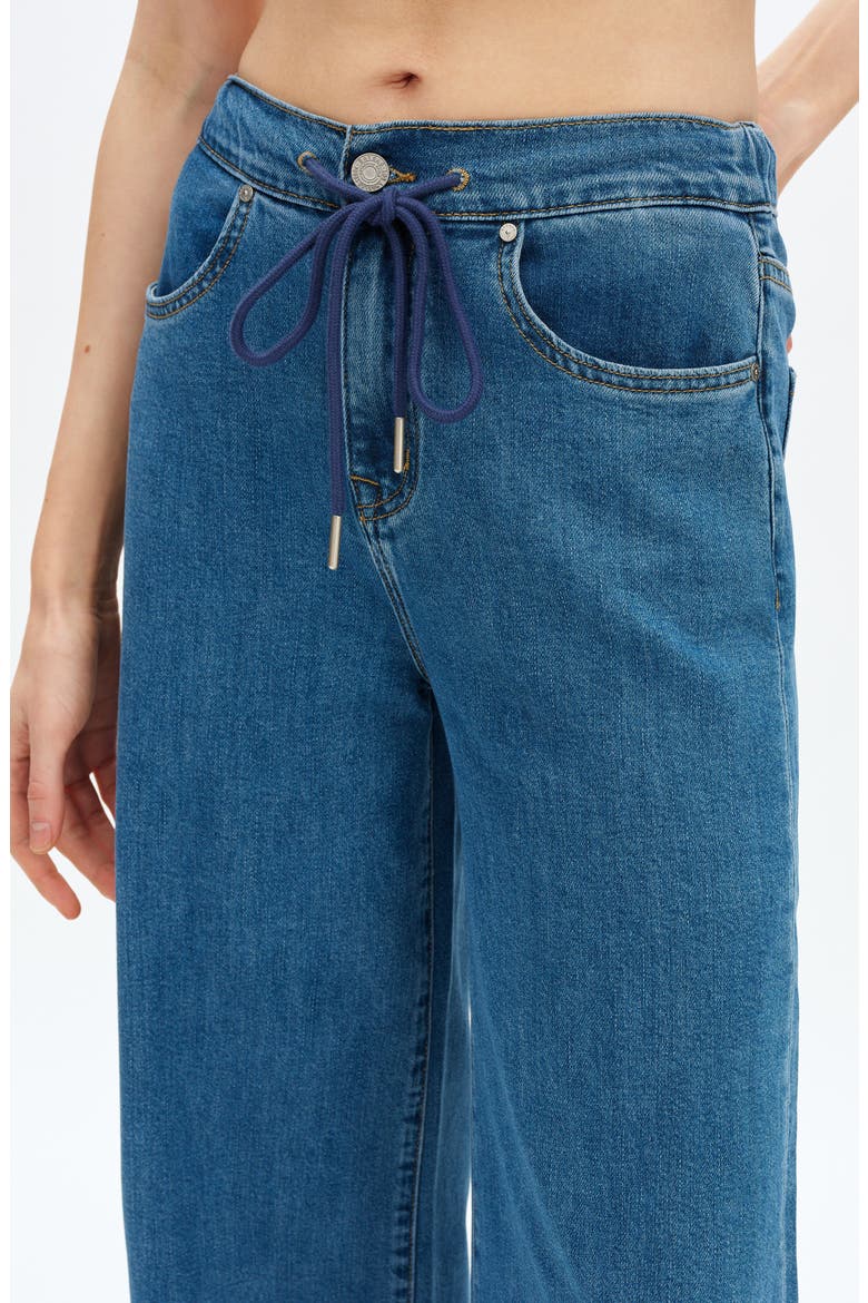Zephyrine Drawstring High Waist Wide Leg Jeans, Alternate, color, MEDIUM BLUE