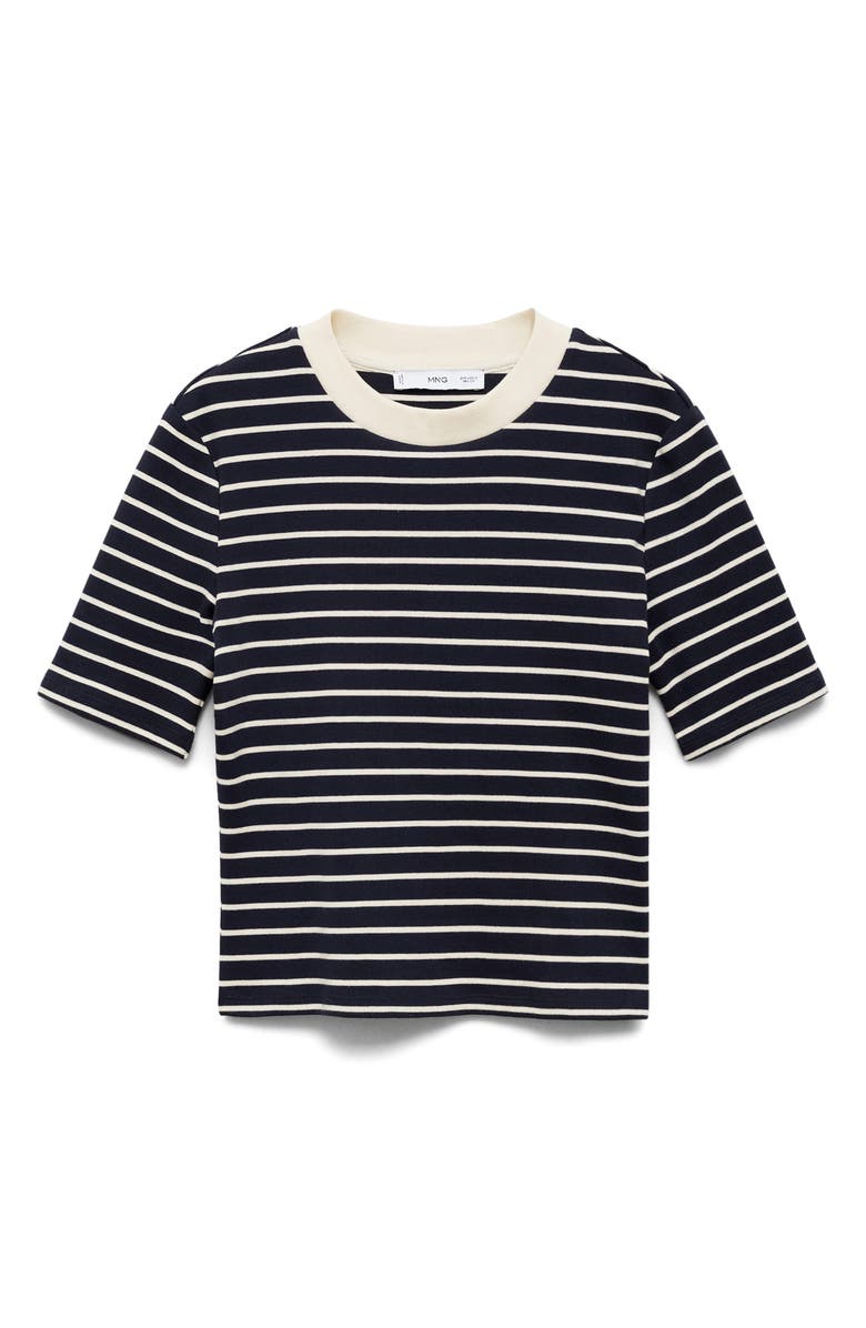 MANGO Stripe Cotton T-Shirt, Alternate, color, Dark Navy