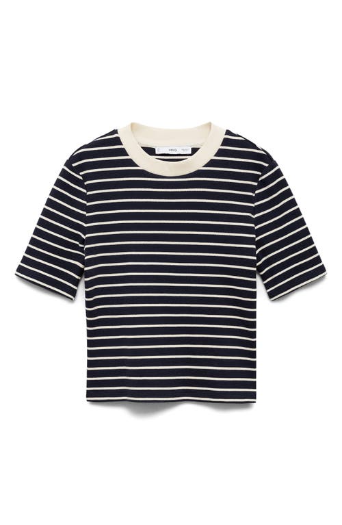 Mango Stripe Cotton T-shirt In Black