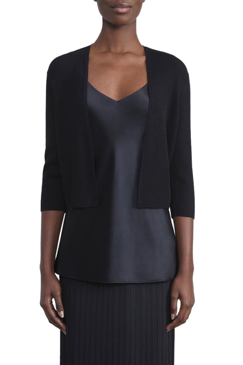 Open Front Crop Cardigan, Main, color, BLACK