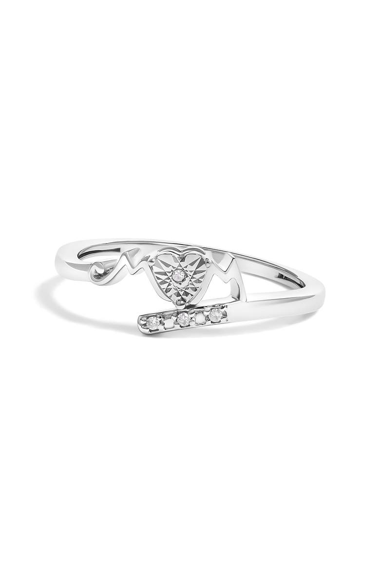 Silver Diamond Accent "MOM" Heart Ring, Main, color, White