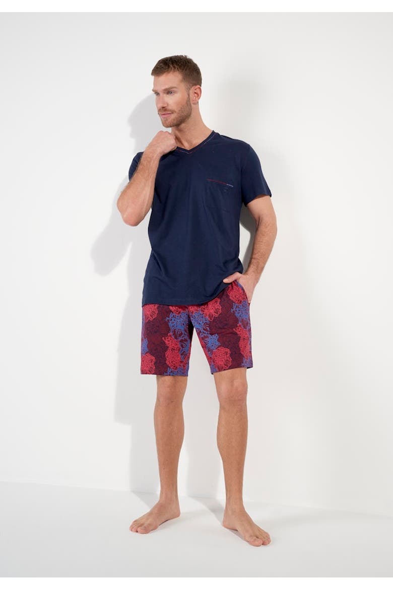 Bouquet Short Pajama Set, Alternate, color, Bordeaux Print