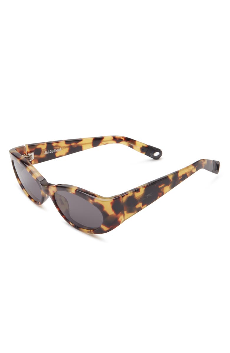 Jacquemus 55mm Oval Sunglasses, Alternate, color, Matte Black/Tortoise Shell