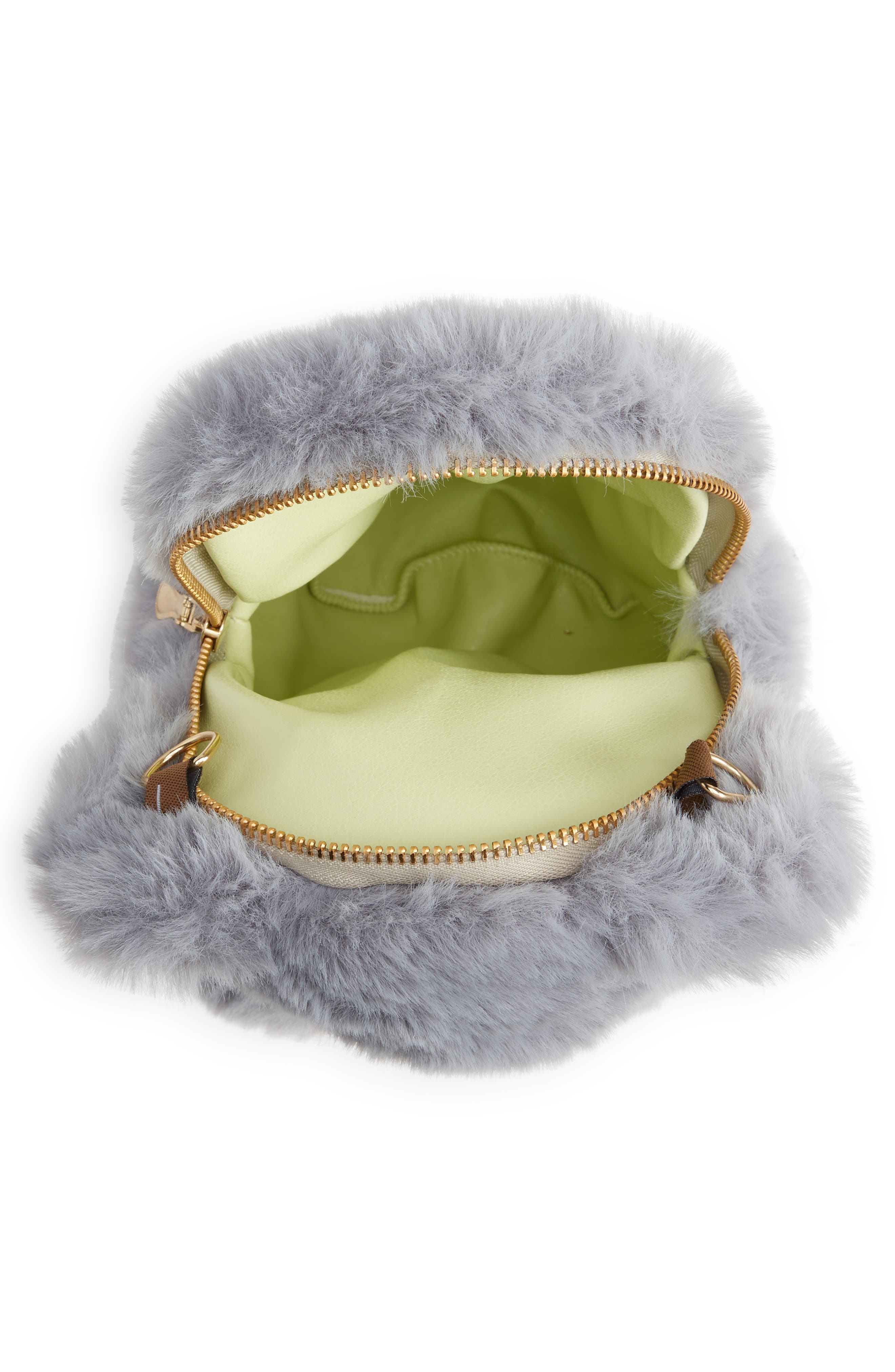 Lola + The Boys Bear Plush Faux Fur Crossbody Bag, Alternate, color, 