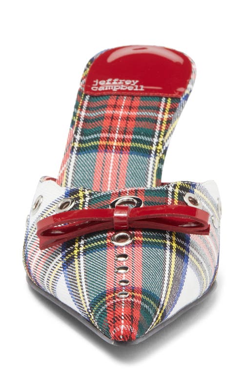 Jeffrey Campbell Gratis Pointed Toe Mule In Red White Plaid Silver