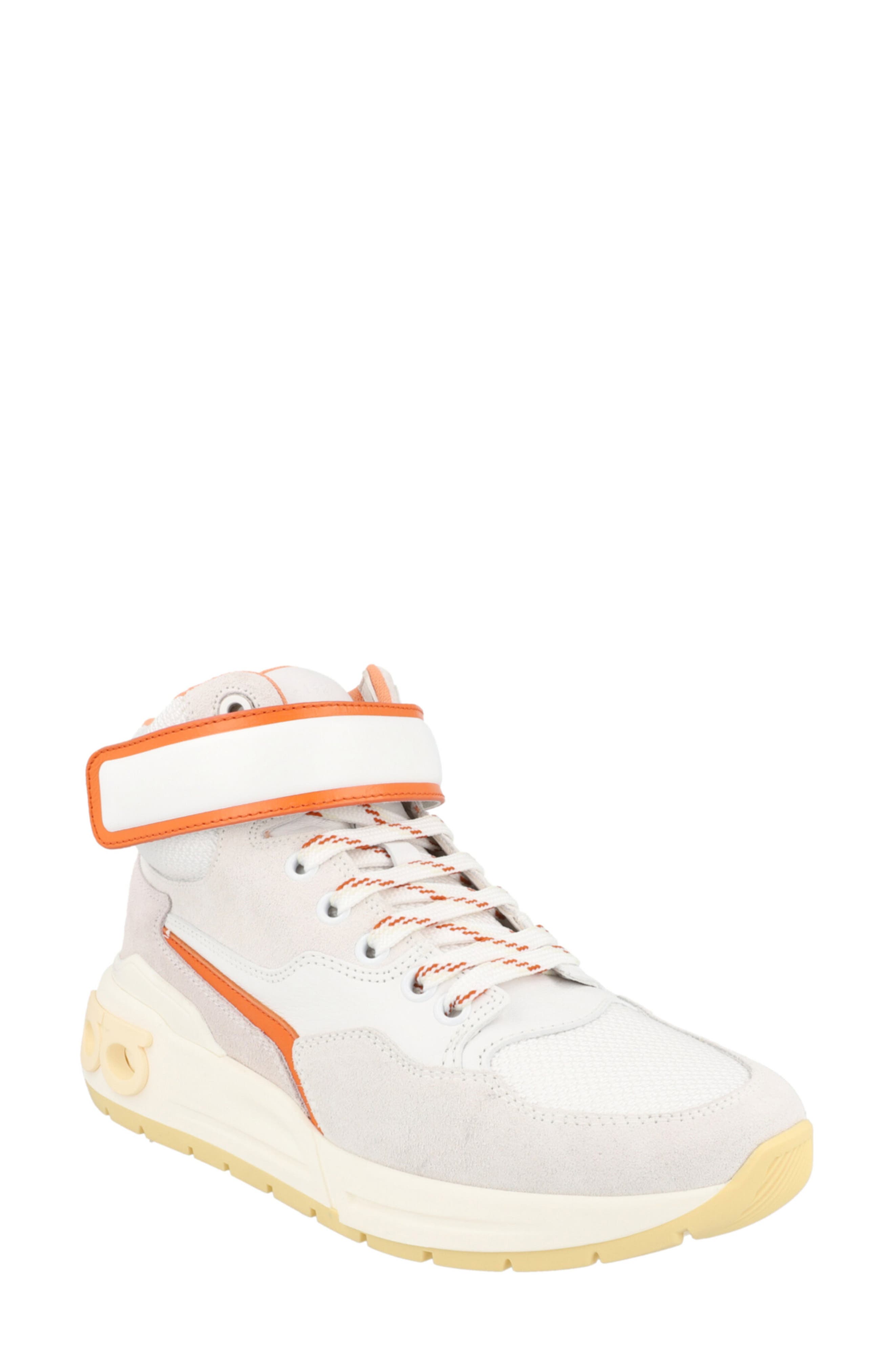 FERRAGAMO Cosma High Top Sneaker, Main, color, White/ Orange