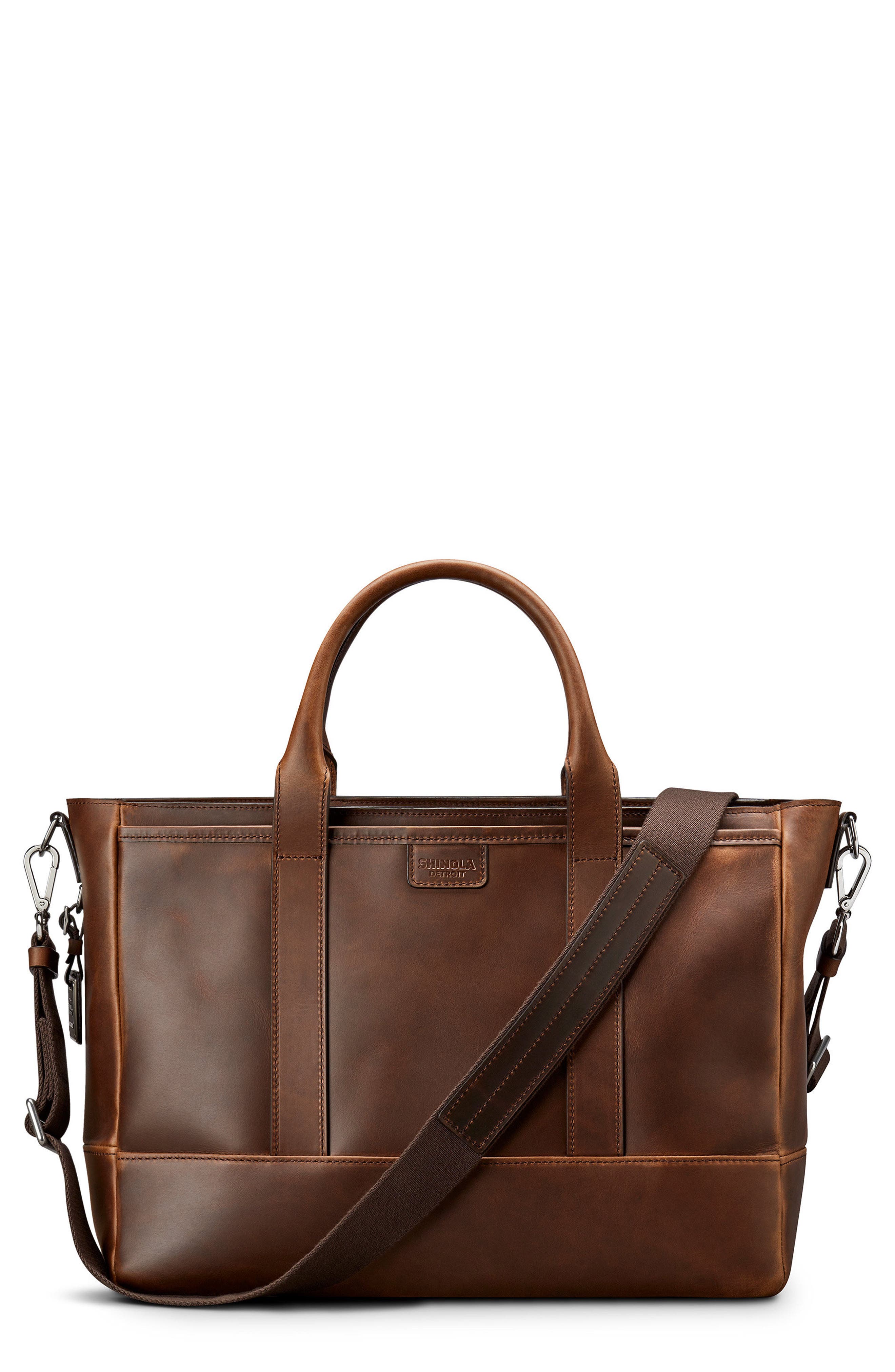 Shinola Navigator Leather Briefcase, Main, color, 