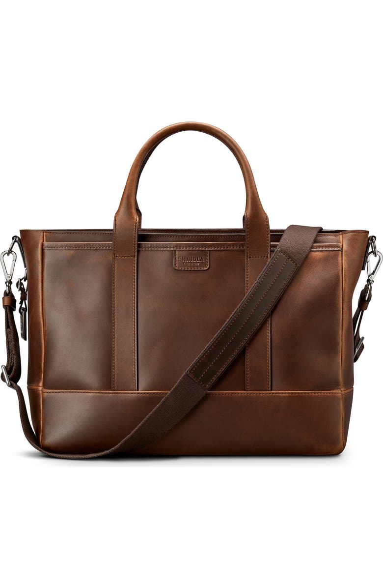 Shinola Navigator Leather Briefcase, Main, color,