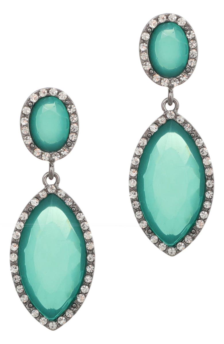 Adornia Crystal Halo Drop Earrings, Main, color, Green