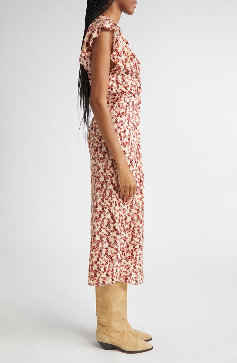 Isabel Marant Lyndsay Floral Jacquard Midi Dress, Alternate, color, Garnet