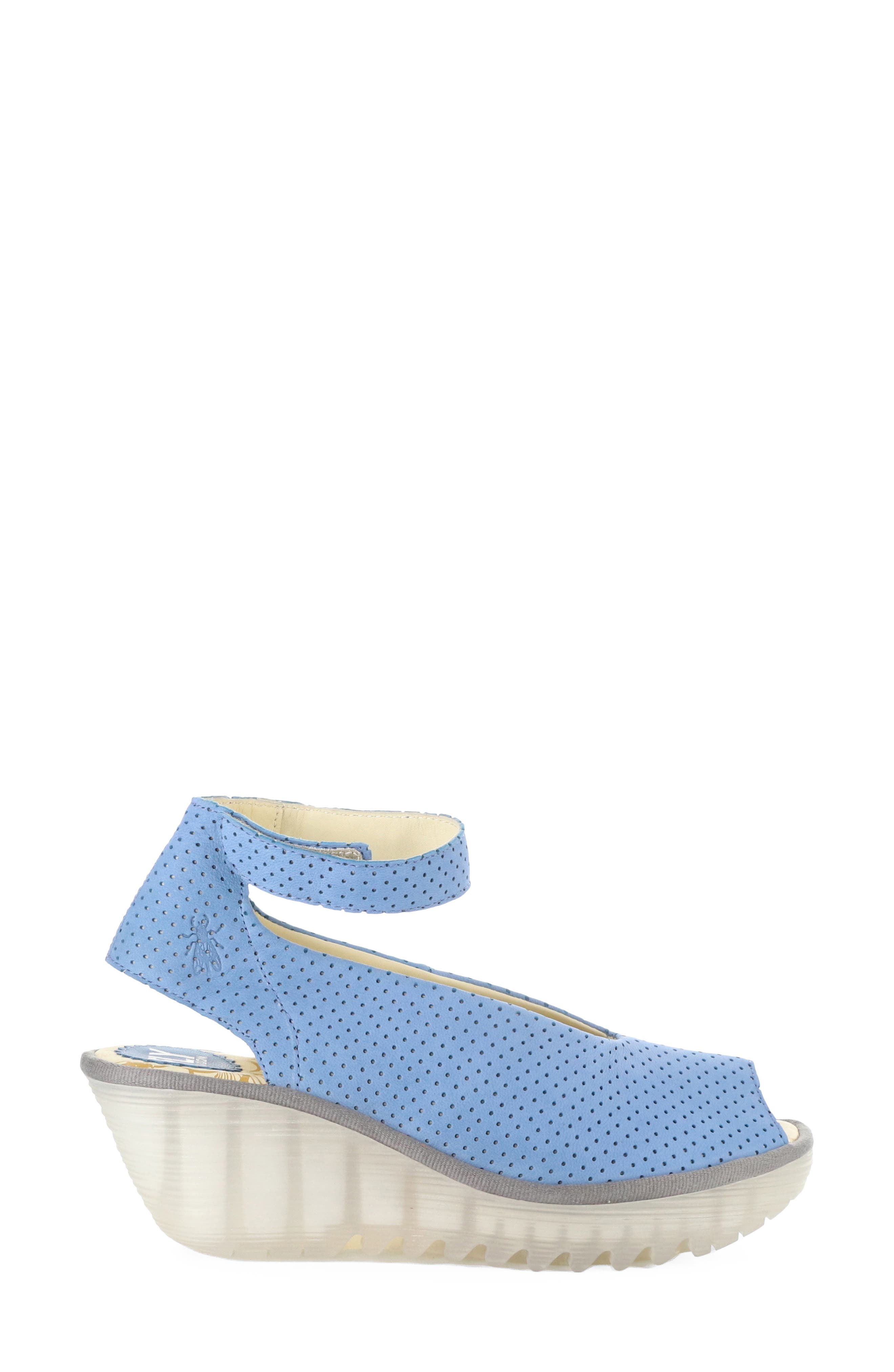 'Yala' Perforated Leather Sandal, Alternate, color, LIGHT BLUE