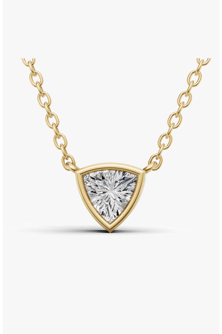 14K Gold 0.75 ct Lab Grown Trillion Shape Diamond Bezel Pendant, Main, color, Yellow Gold