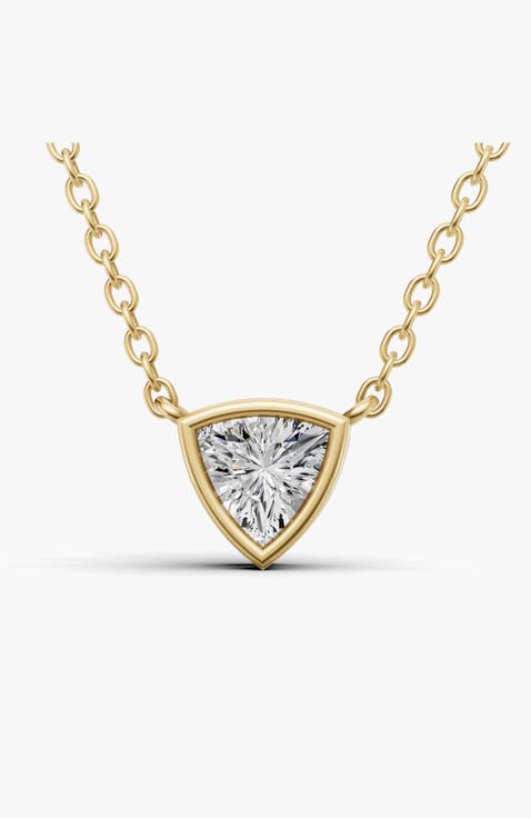 14K Gold 0.75 ct Lab Grown Trillion Shape Diamond Bezel Pendant