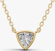 SEREIA OFFICIAL 14K Gold 0.75 ct Lab Grown Trillion Shape Diamond Bezel Pendant