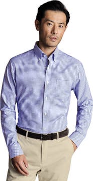 Charles Tyrwhitt Slim Fit Button-Down Collar Non-Iron Stretch Check Oxford Shirt
