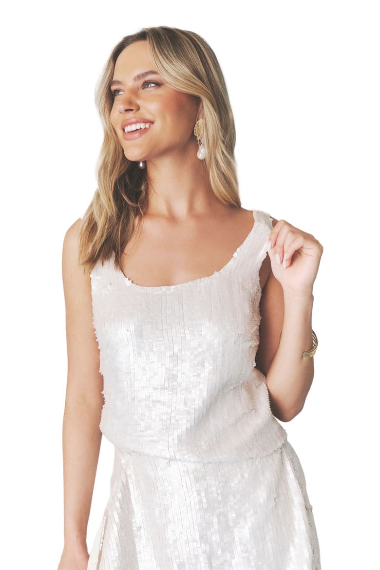 Alice Embellished Sequin Scoop Neck Top, Alternate, color, Ivory
