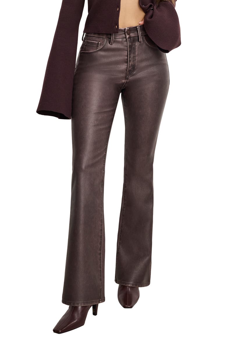 High Waist Faux Leather Bootcut Pants, Main, color, VAMP001