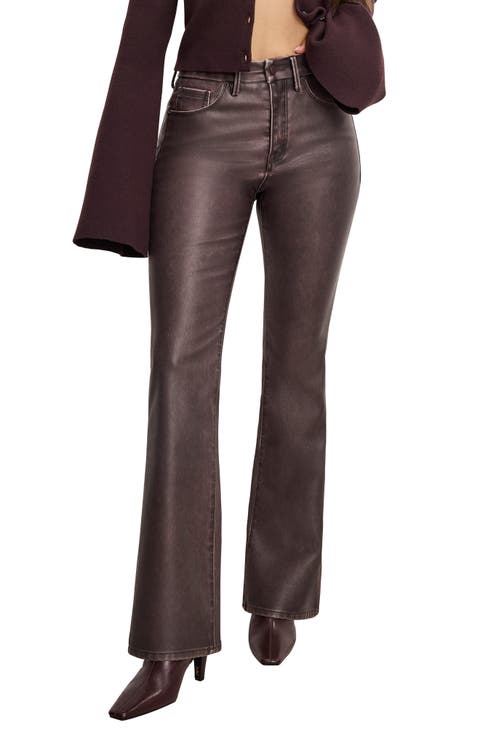 High Waist Faux Leather Bootcut Pants (Regular & Plus)