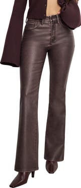 Good American High Waist Faux Leather Bootcut Pants