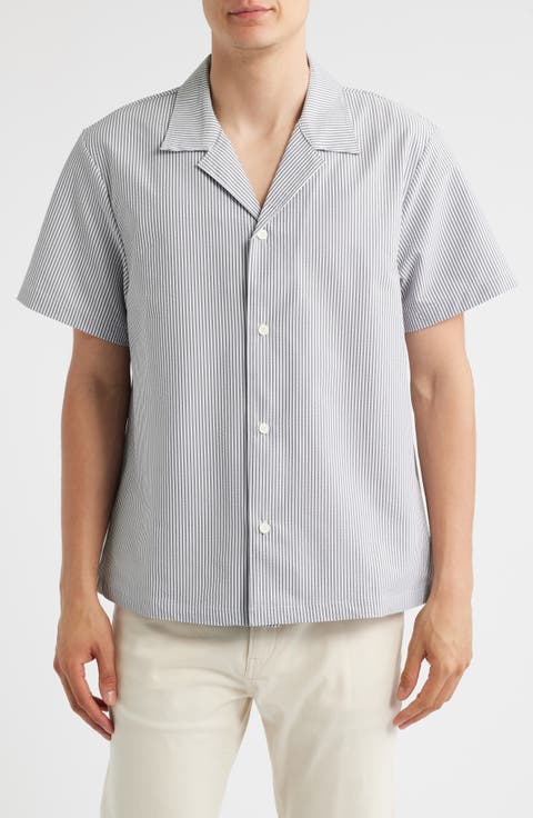 Velvetfish Stripe Seersucker Camp Shirt