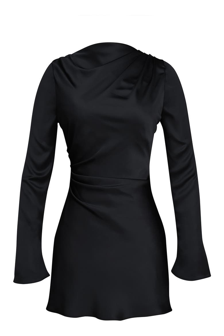 Lulu Long Sleeve Minidress, Alternate, color, BLACK
