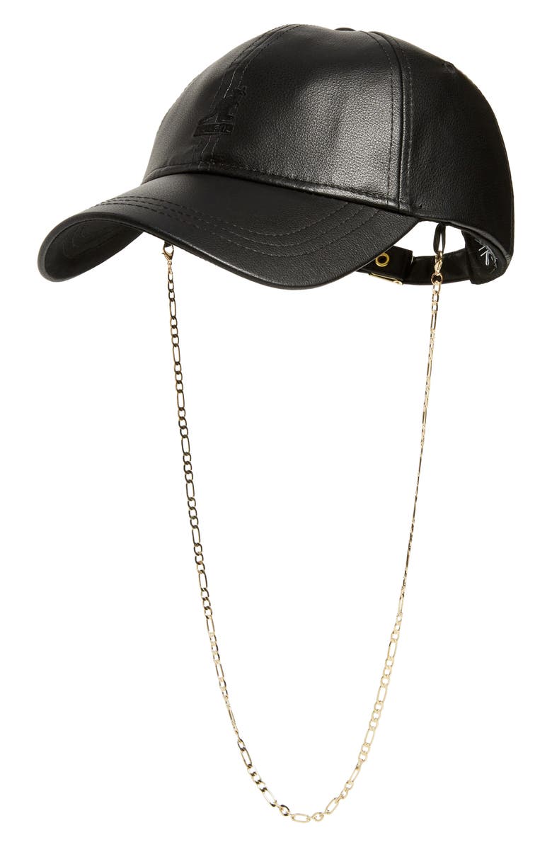Kangol Luxe Faux Leather Baseball Cap, Main, color, 