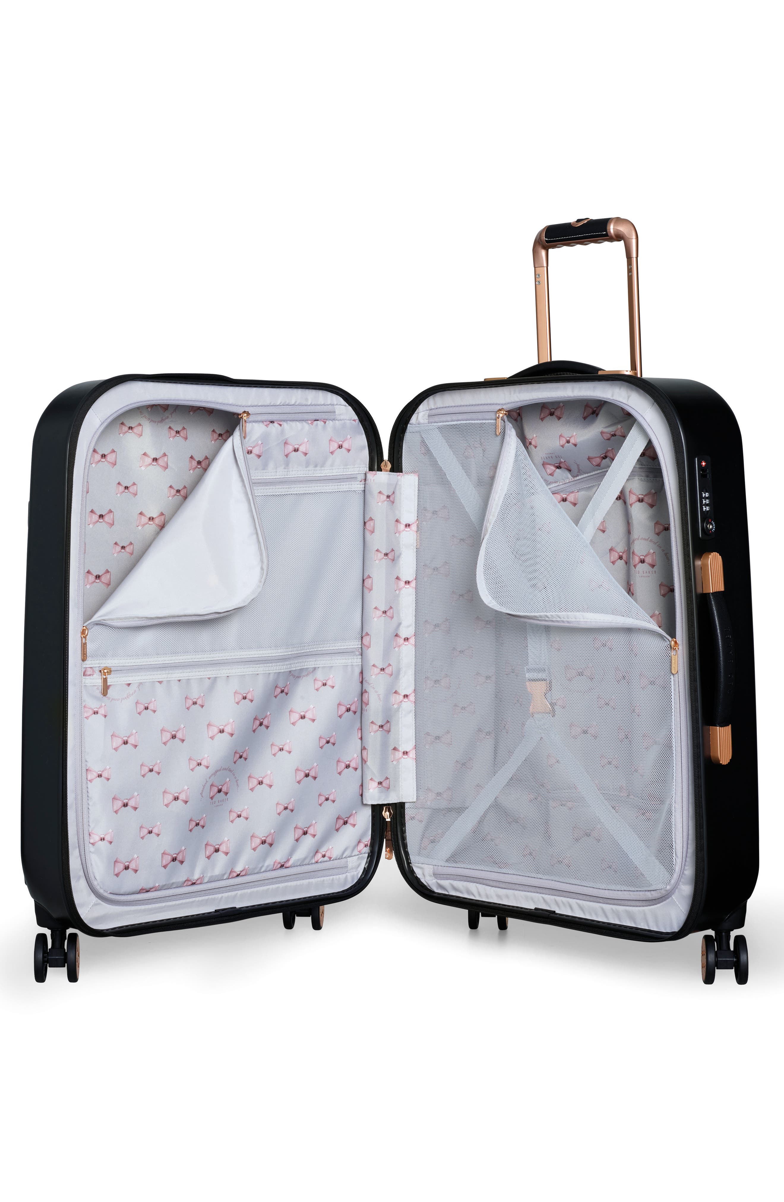 Ted Baker London Medium Beau Bow Embossed Four-Wheel 27-Inch Trolley Suitcase, Alternate, color, 