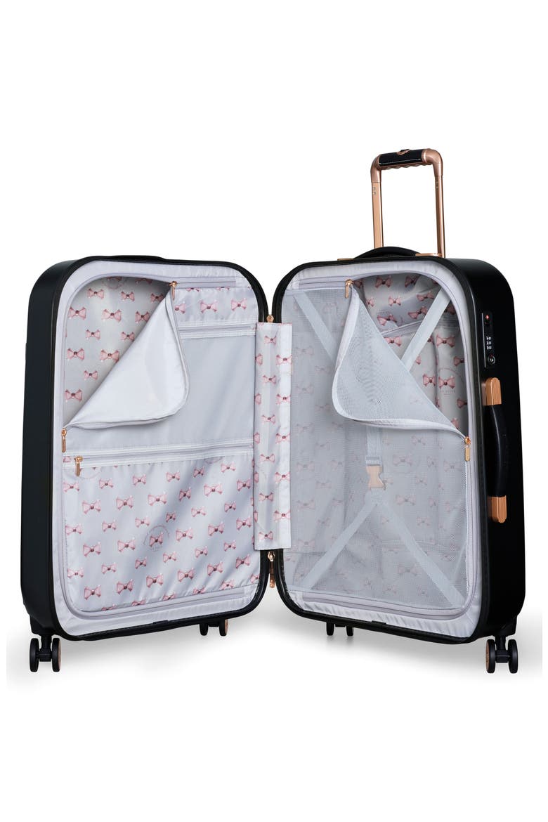 Medium Beau Bow Embossed Four-Wheel 27-Inch Trolley Suitcase, Alternate, color, BLACK