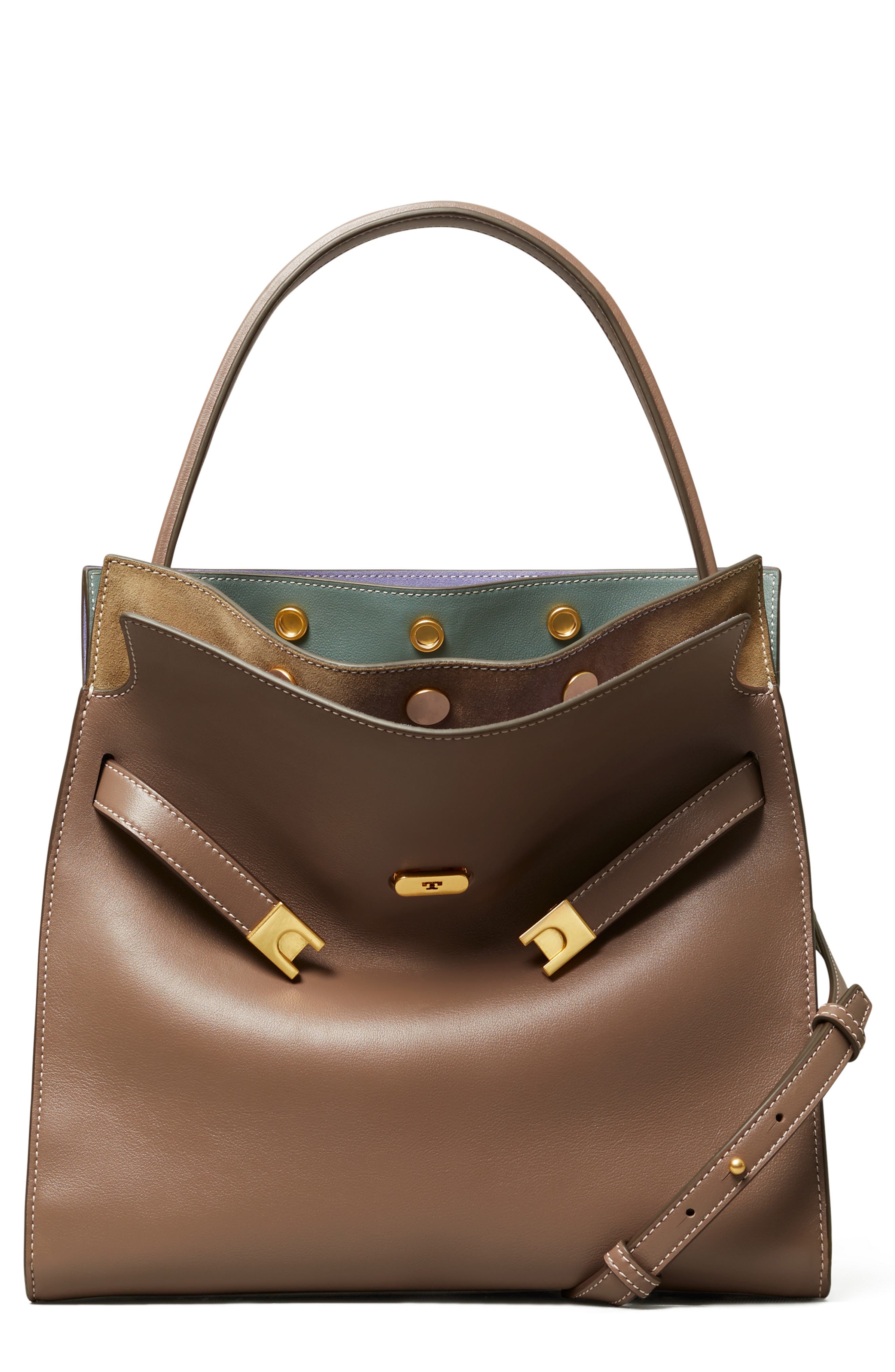 Tory Burch Lee Radziwill Leather Double Bag, Main, color, 