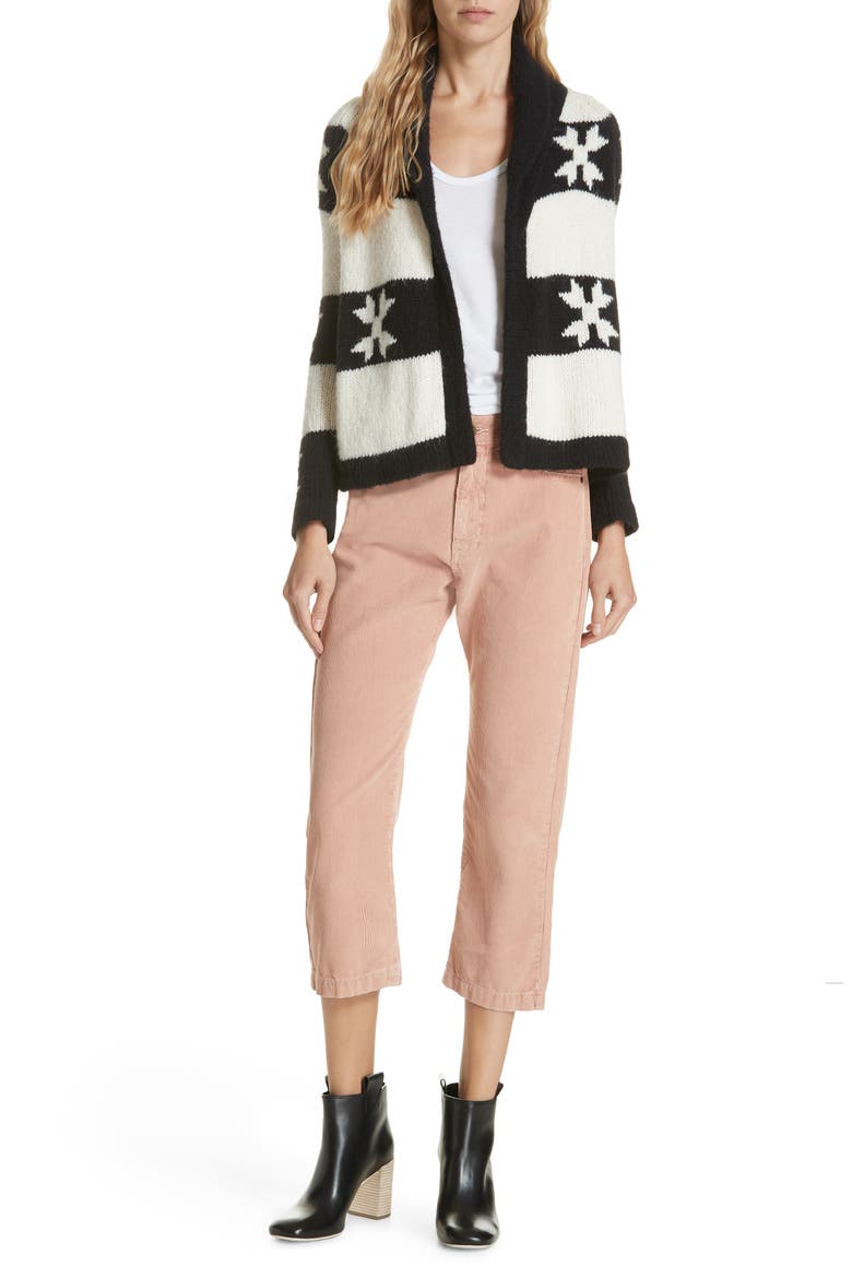 Starflower Cardigan, Main, color, CREAM AND BLACK