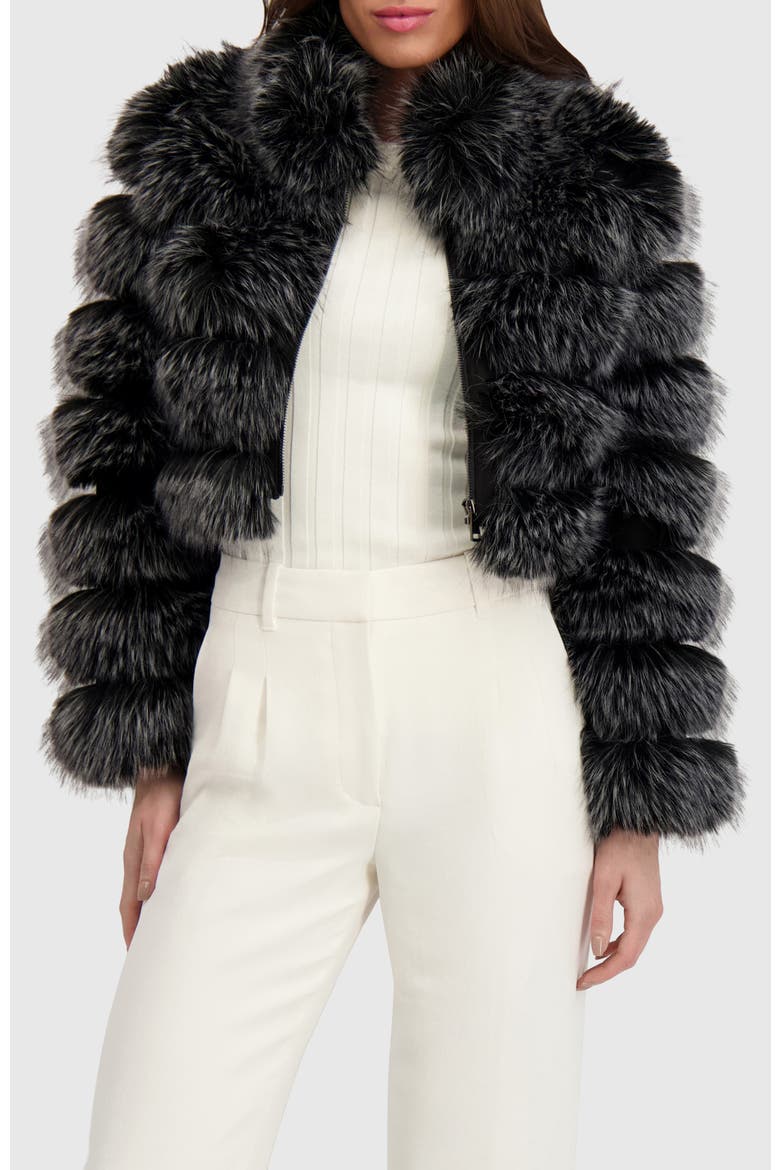 Fur-Free Fox (Faux Fur) Horizontal Bolero, Main, color, BLACK SNOWTOP