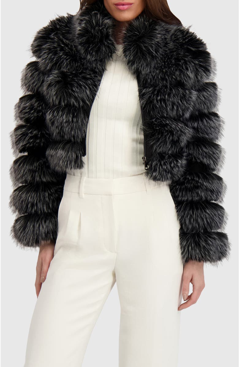 Lyla Grant Fur-Free Fox (Faux Fur) Horizontal Bolero, Main, color, Black Snowtop