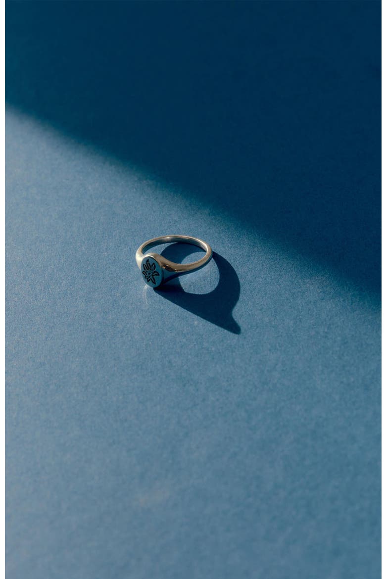 Lotus Signet Ring, Alternate, color, Silver