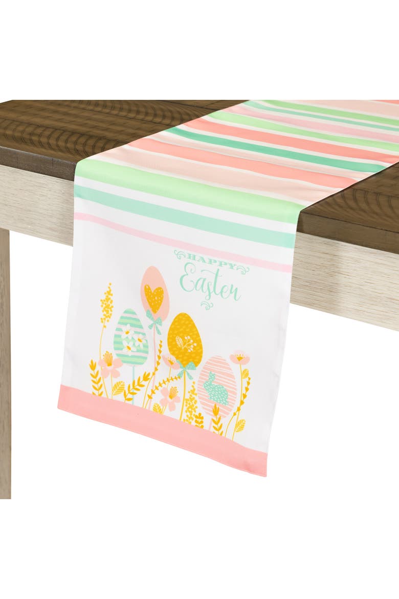Striped Pastel Happy Easter Table Runner - 72" - Pink and Green Green, Alternate, color, Pink