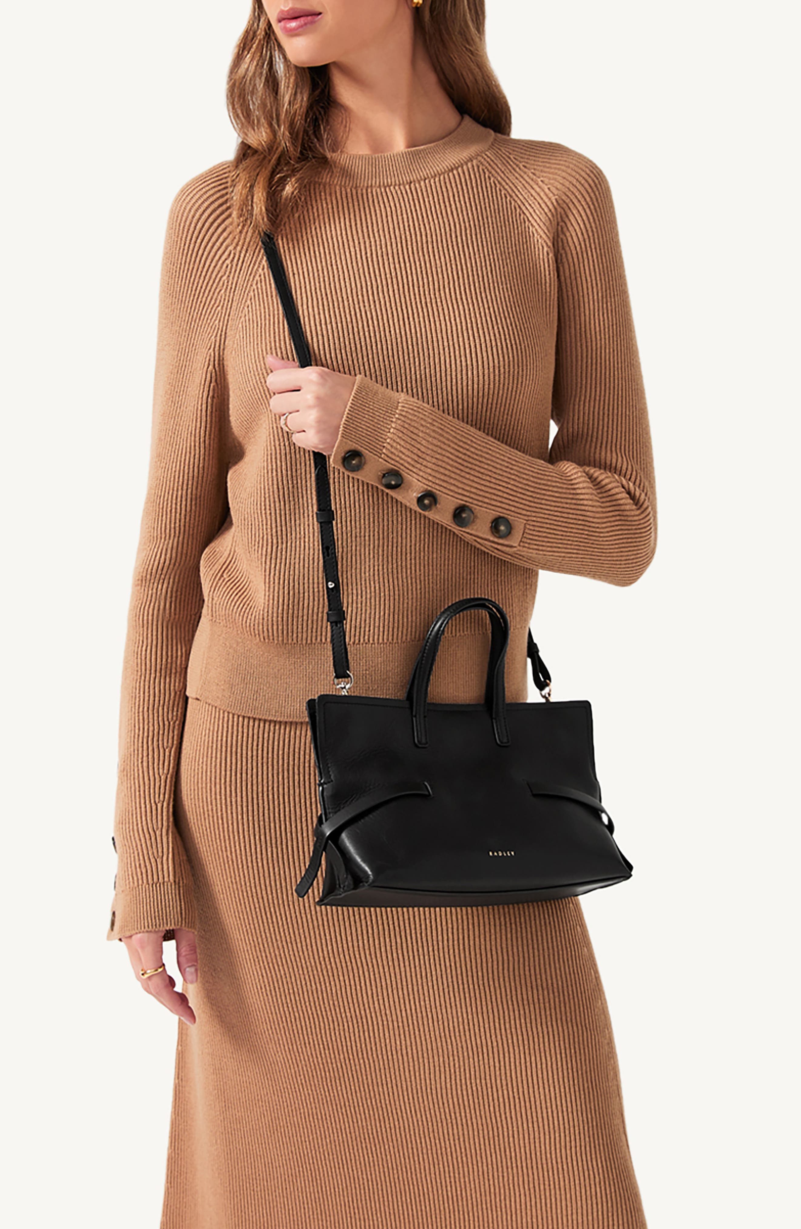 Radley Small Fleet Street Leather Crossbody Bag, Alternate, color, Black